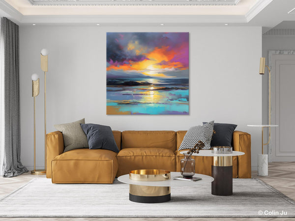 Large Art Painting for Living Room, Original Landscape Canvas Art, Contemporary Acrylic Painting on Canvas, Oversized Landscape Wall Art Paintings-Art Painting Canvas
