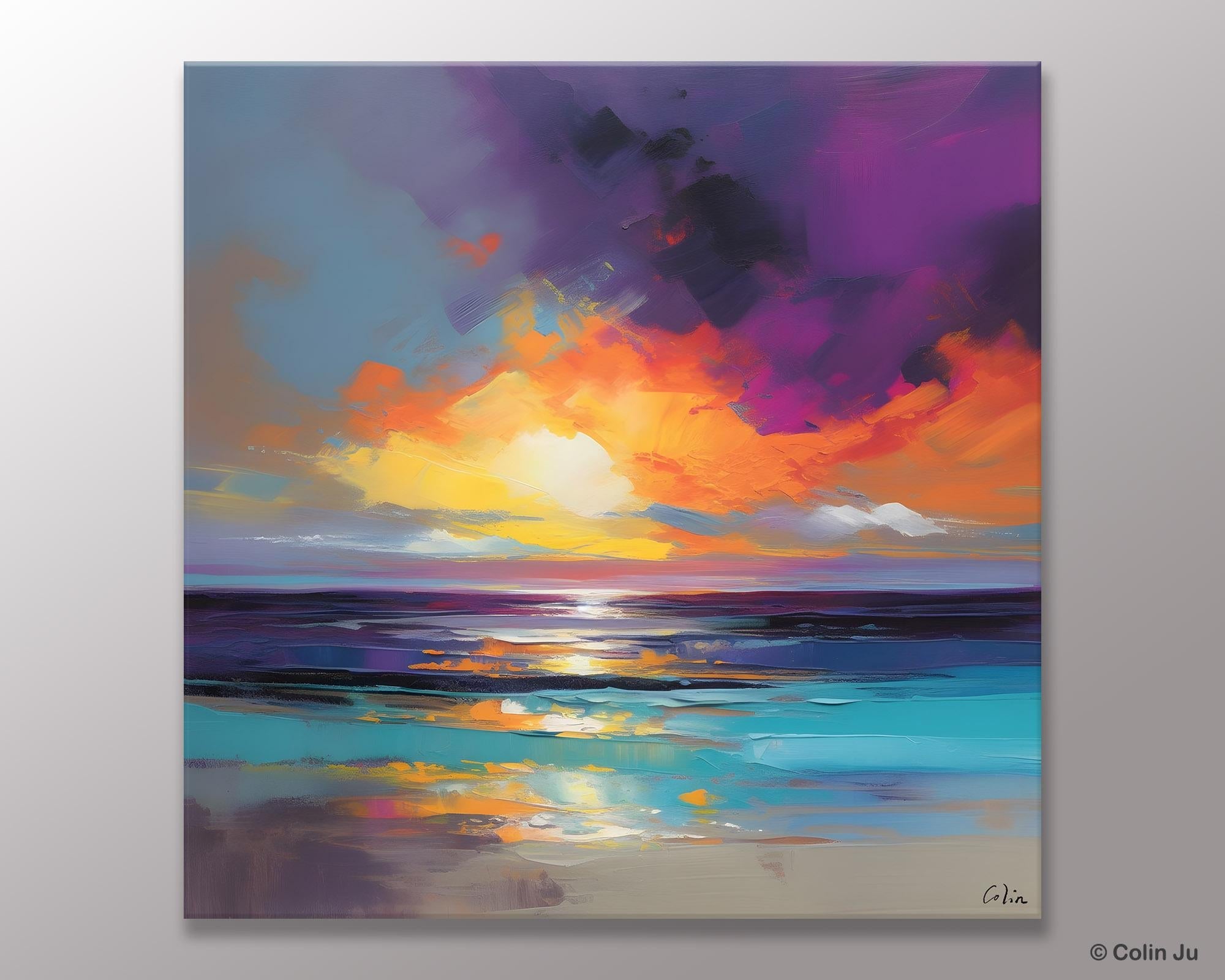 Contemporary Acrylic Painting on Canvas, Large Art Painting for Living Room, Original Landscape Canvas Art, Oversized Landscape Wall Art Paintings-Art Painting Canvas