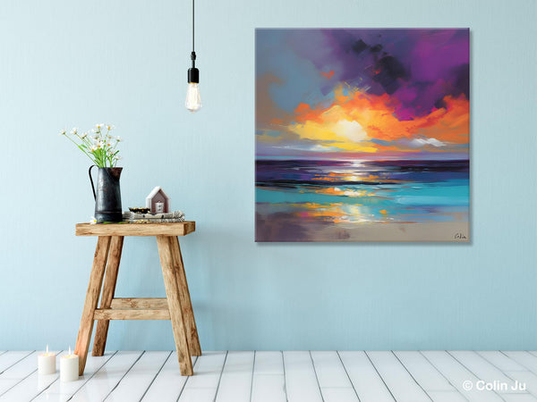 Contemporary Acrylic Painting on Canvas, Large Art Painting for Living Room, Original Landscape Canvas Art, Oversized Landscape Wall Art Paintings-Art Painting Canvas
