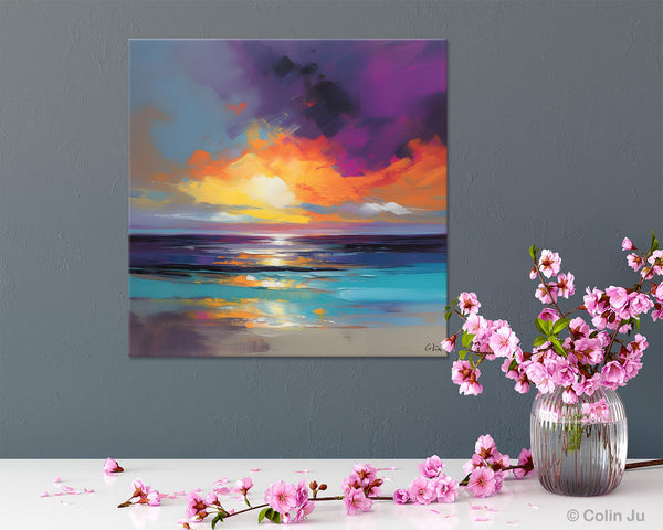 Contemporary Acrylic Painting on Canvas, Large Art Painting for Living Room, Original Landscape Canvas Art, Oversized Landscape Wall Art Paintings-Art Painting Canvas