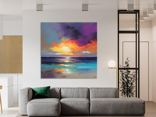 Contemporary Acrylic Painting on Canvas, Large Art Painting for Living Room, Original Landscape Canvas Art, Oversized Landscape Wall Art Paintings-Art Painting Canvas
