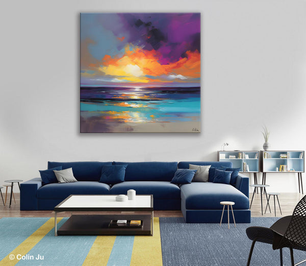 Contemporary Acrylic Painting on Canvas, Large Art Painting for Living Room, Original Landscape Canvas Art, Oversized Landscape Wall Art Paintings-Art Painting Canvas