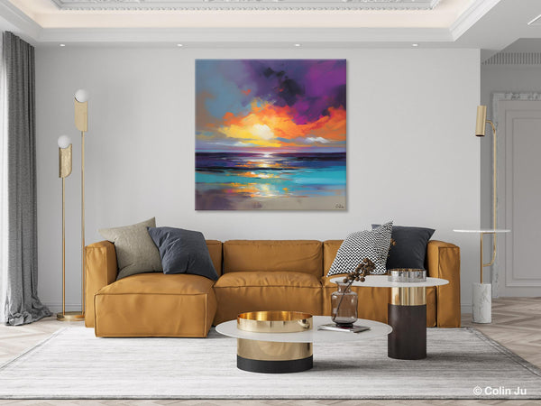 Contemporary Acrylic Painting on Canvas, Large Art Painting for Living Room, Original Landscape Canvas Art, Oversized Landscape Wall Art Paintings-Art Painting Canvas