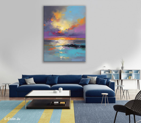 Oil Painting on Canvas, Extra Large Modern Wall Art, Landscape Canvas Paintings for Dining Room, Original Landscape Abstract Painting-Art Painting Canvas
