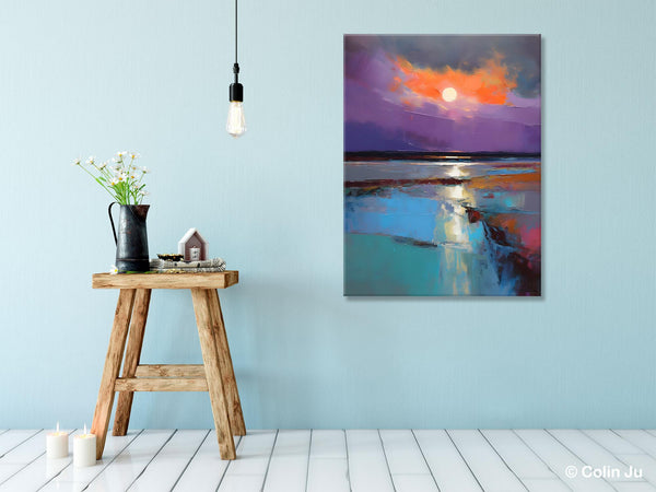 Extra Large Modern Wall Art, Landscape Canvas Paintings for Dining Room, Oil Painting on Canvas, Original Landscape Abstract Painting-Art Painting Canvas