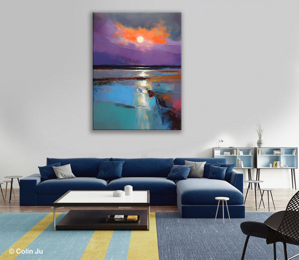Extra Large Modern Wall Art, Landscape Canvas Paintings for Dining Room, Oil Painting on Canvas, Original Landscape Abstract Painting-Art Painting Canvas