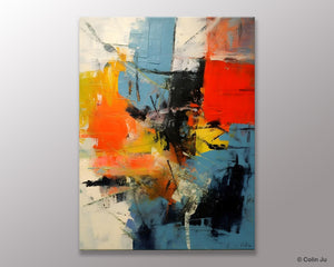 Abstract Paintings for Dining Room, Modern Paintings Behind Sofa, Buy Paintings Online, Original Palette Knife Canvas Art, Impasto Wall Art-Art Painting Canvas