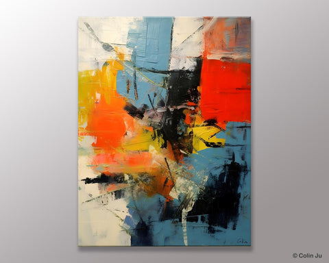 Abstract Paintings for Dining Room, Modern Paintings Behind Sofa, Buy Paintings Online, Original Palette Knife Canvas Art, Impasto Wall Art-Art Painting Canvas