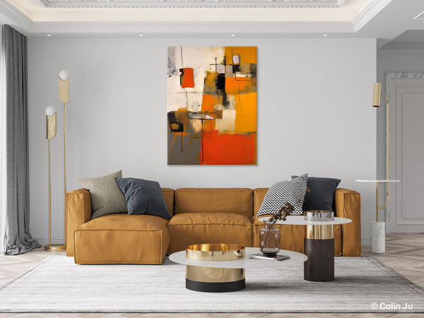 Modern Paintings Behind Sofa, Acrylic Paintings on Canvas, Abstract Painting for Living Room, Original Contemporary Canvas Wall Art-Art Painting Canvas