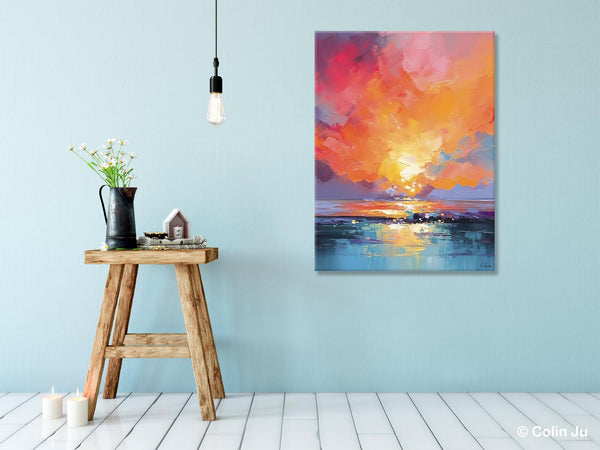 Palette Knife Canvas Art, Modern Landscape Paintings, Oversized Contemporary Canvas Paintings, Extra Large Canvas Painting for Living Room-Art Painting Canvas