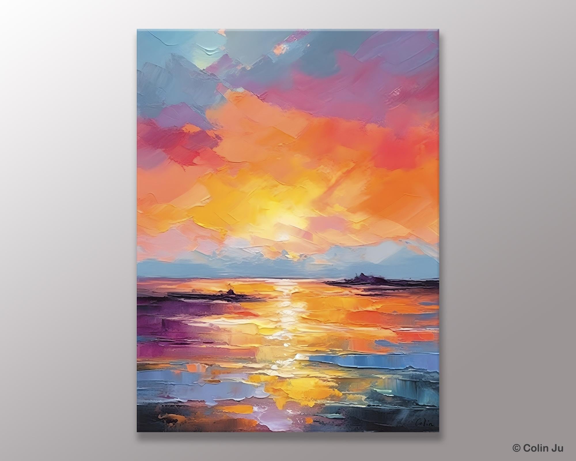 Hand Painted Canvas Art, Abstract Landscape Artwork, Original Landscape Painting on Canvas, Contemporary Wall Art Paintings, Huge Canvas Art-Art Painting Canvas