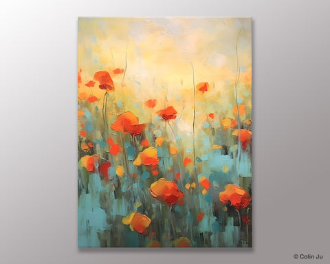 Canvas Painting Flower, Original Paintings on Canvas, Abstract Flower Painting, Flower Acrylic Painting, Modern Acrylic Paintings for Bedroom-Art Painting Canvas