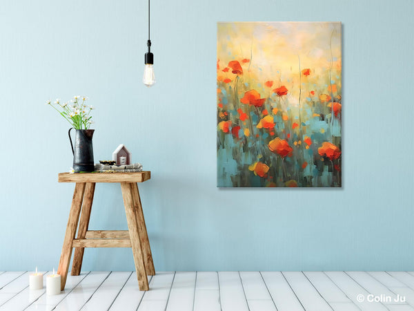 Canvas Painting Flower, Original Paintings on Canvas, Abstract Flower Painting, Flower Acrylic Painting, Modern Acrylic Paintings for Bedroom-Art Painting Canvas