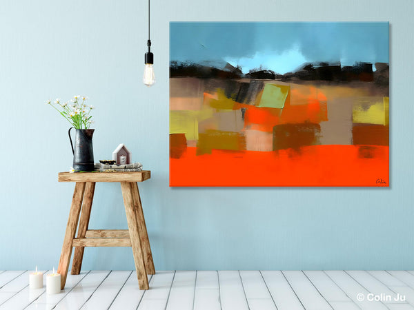 Modern Landscape Paintings Behind Sofa, Abstract Landscape Paintings for Living Room, Palette Knife Canvas Art, Original Landscape Art-Art Painting Canvas