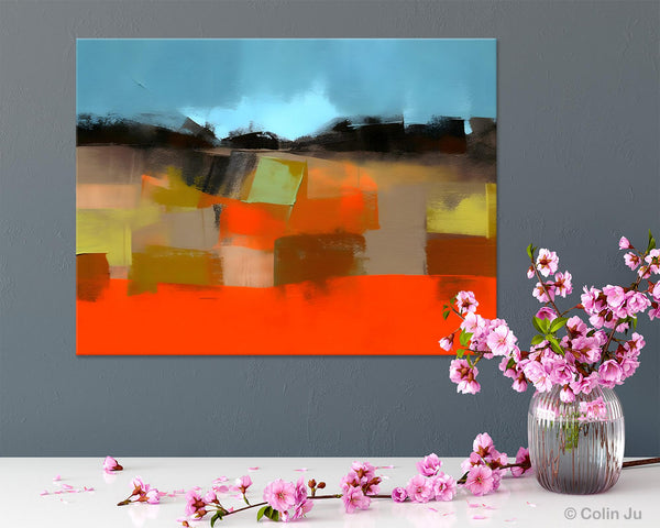 Modern Landscape Paintings Behind Sofa, Abstract Landscape Paintings for Living Room, Palette Knife Canvas Art, Original Landscape Art-Art Painting Canvas