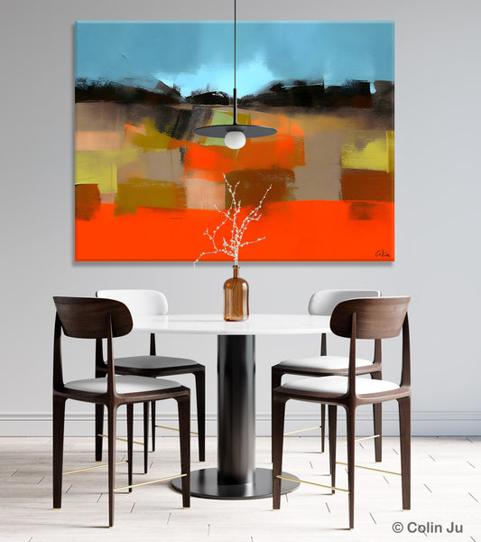 Modern Landscape Paintings Behind Sofa, Abstract Landscape Paintings for Living Room, Palette Knife Canvas Art, Original Landscape Art-Art Painting Canvas