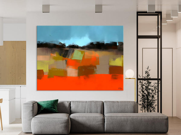 Modern Landscape Paintings Behind Sofa, Abstract Landscape Paintings for Living Room, Palette Knife Canvas Art, Original Landscape Art-Art Painting Canvas