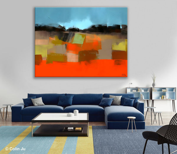 Modern Landscape Paintings Behind Sofa, Abstract Landscape Paintings for Living Room, Palette Knife Canvas Art, Original Landscape Art-Art Painting Canvas