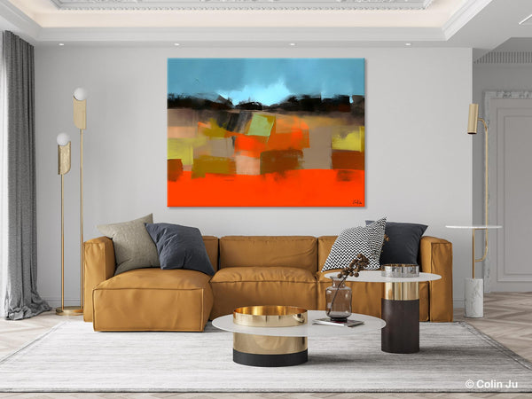 Modern Landscape Paintings Behind Sofa, Abstract Landscape Paintings for Living Room, Palette Knife Canvas Art, Original Landscape Art-Art Painting Canvas