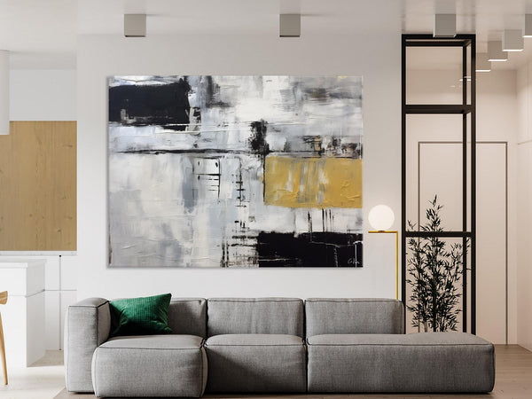 Black Abstract Acrylic Paintings, Large Paintings for Bedroom, Simple Modern Art, Original Canvas Paintings, Contemporary Canvas Paintings-Art Painting Canvas