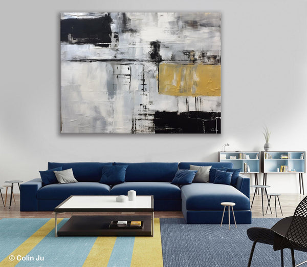 Black Abstract Acrylic Paintings, Large Paintings for Bedroom, Simple Modern Art, Original Canvas Paintings, Contemporary Canvas Paintings-Art Painting Canvas