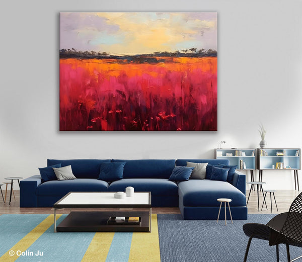 Oversized Modern Wall Art Paintings, Original Landscape Paintings, Modern Acrylic Artwork on Canvas, Large Abstract Painting for Living Room-Art Painting Canvas