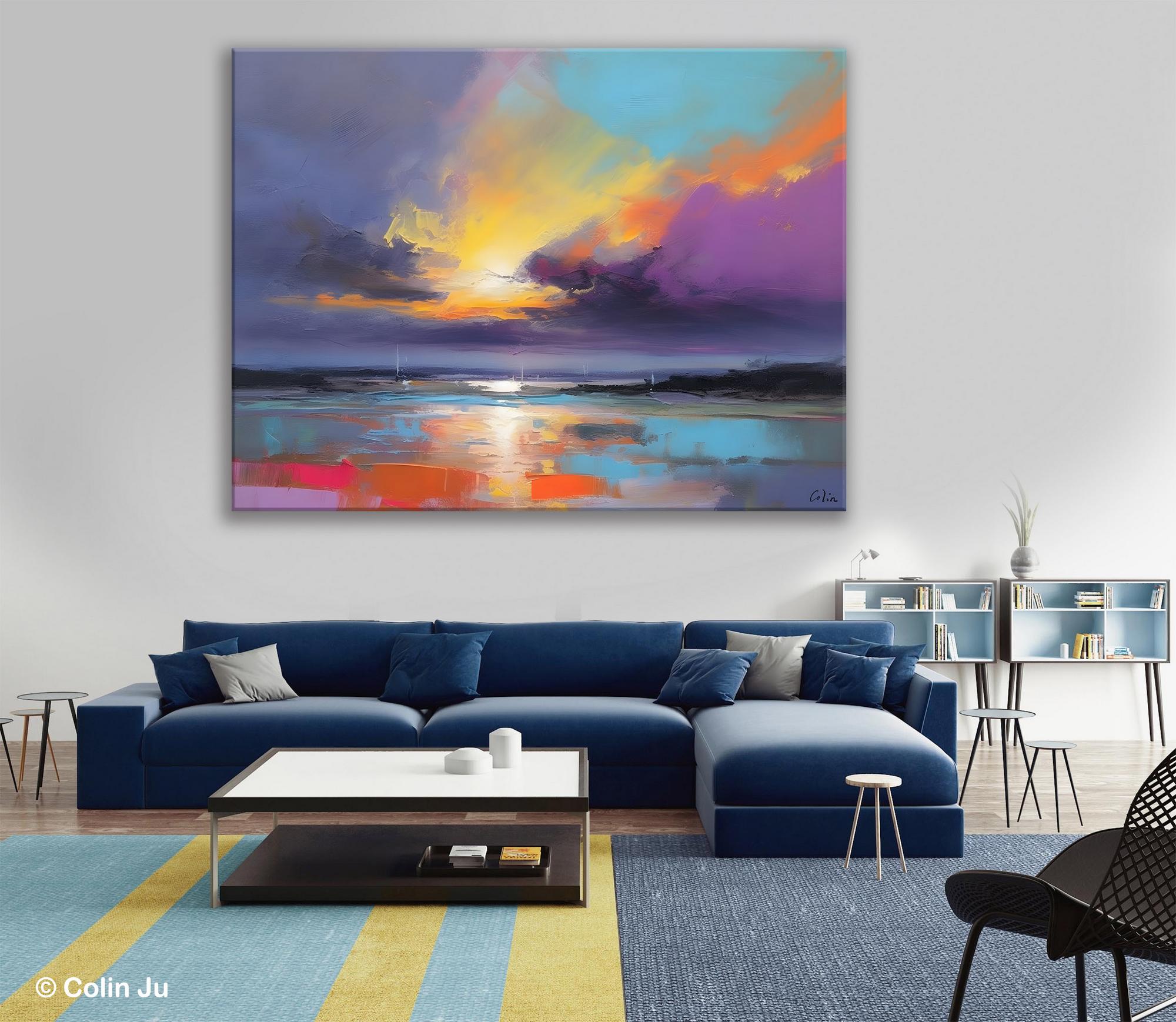 Landscape Painting on Canvas, Hand Painted Canvas Art, Abstract Landscape Artwork, Contemporary Wall Art Paintings, Extra Large Original Art-Art Painting Canvas