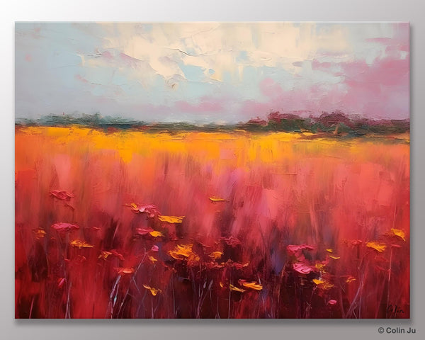 Original Landscape Paintings, Oversized Modern Wall Art Paintings, Modern Acrylic Artwork on Canvas, Large Abstract Painting for Living Room-Art Painting Canvas