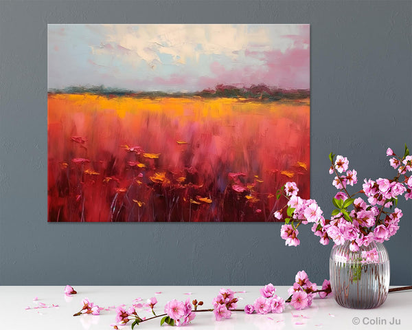 Original Landscape Paintings, Oversized Modern Wall Art Paintings, Modern Acrylic Artwork on Canvas, Large Abstract Painting for Living Room-Art Painting Canvas