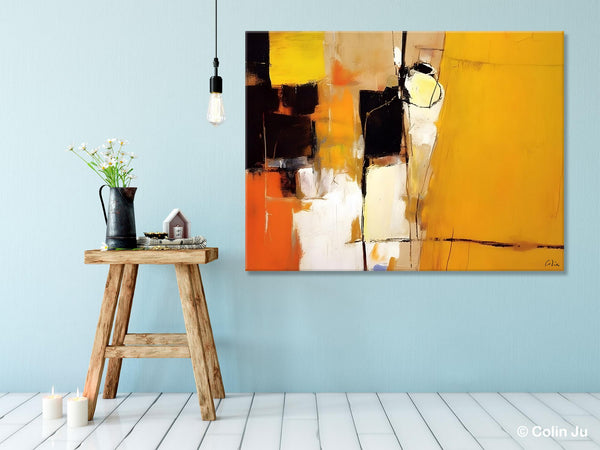 Simple Modern Paintings for Living Room, Original Abstract Paintings, Yellow Abstract Contemporary Art, Acrylic Painting on Canvas, Hand Painted Canvas Art-Art Painting Canvas