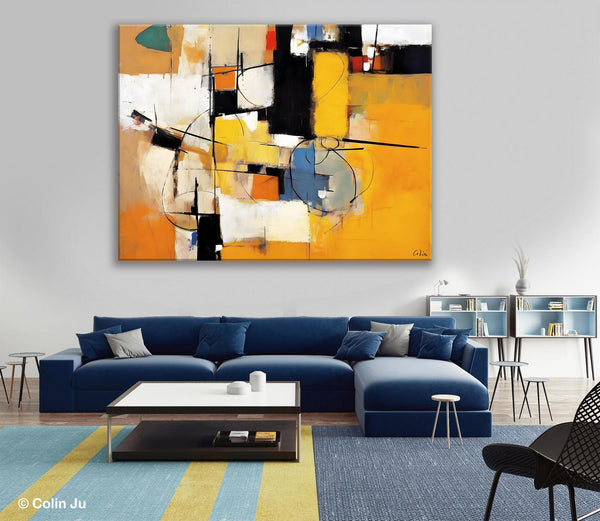Acrylic Abstract Painting Behind Sofa, Large Original Painting on Canvas, Acrylic Painting for Sale, Living Room Wall Art Paintings, Buy Paintings Online-Art Painting Canvas