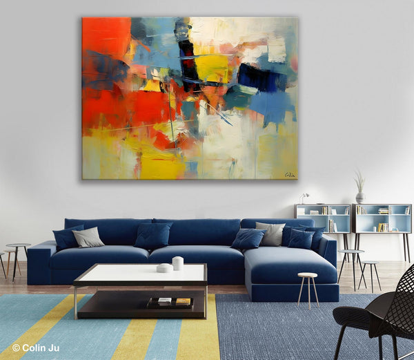 Acrylic Paintings on Canvas, Large Paintings Behind Sofa, Palette Knife Paintings, Abstract Painting for Living Room, Original Modern Paintings-Art Painting Canvas