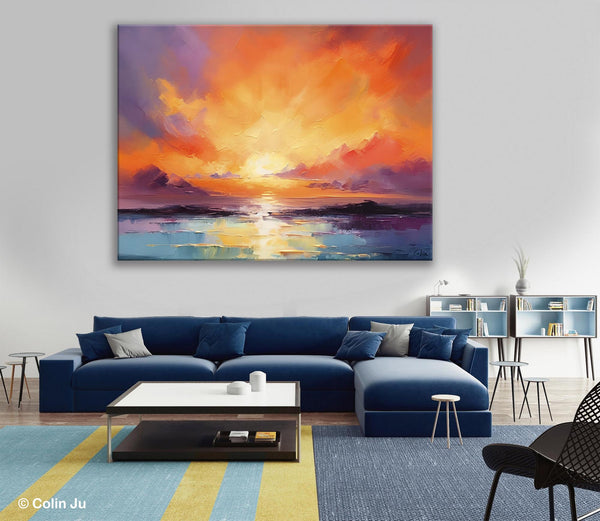 Large Art Painting for Living Room, Original Landscape Canvas Art, Oversized Landscape Wall Art Paintings, Contemporary Acrylic Painting on Canvas-Art Painting Canvas