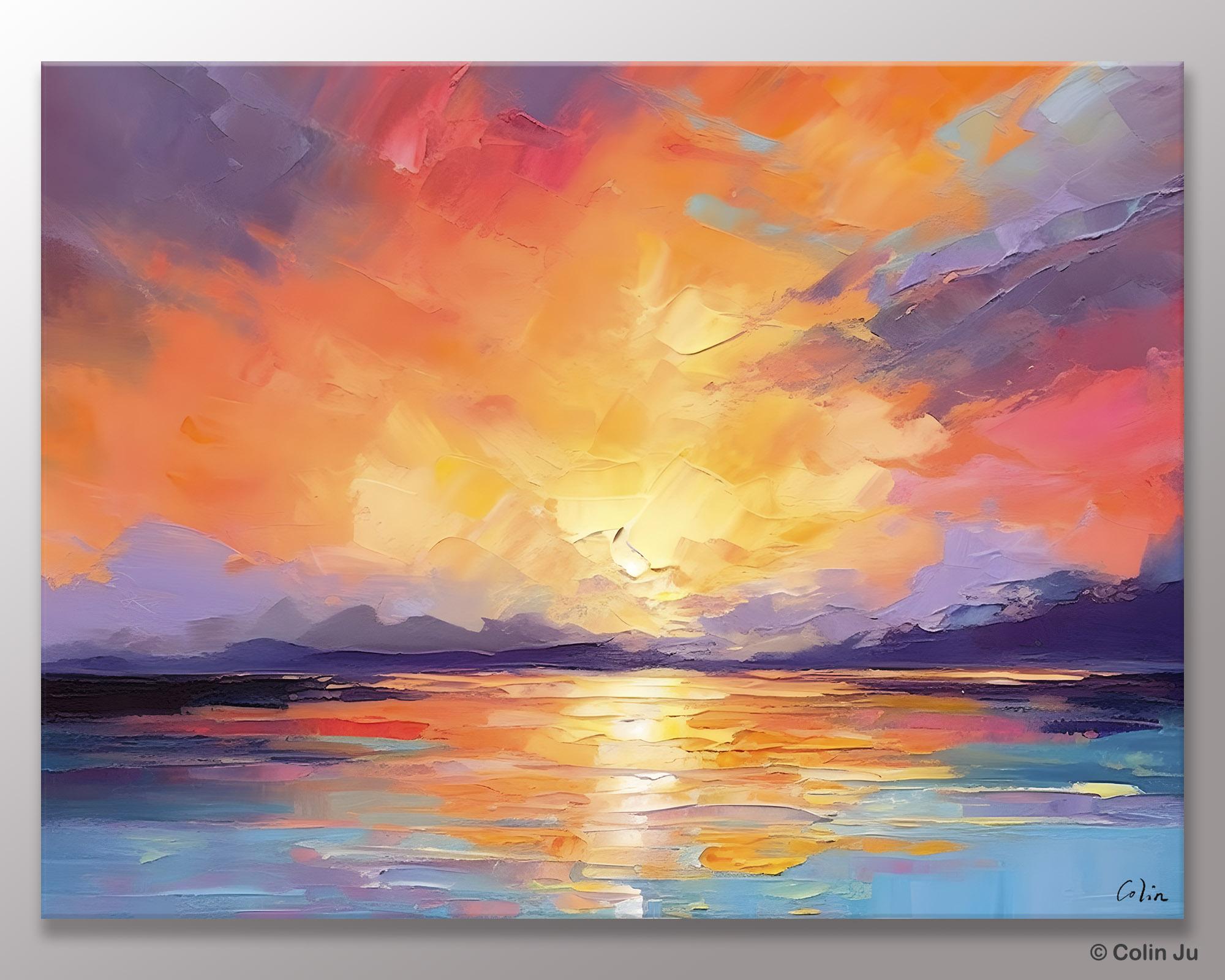 Modern Acrylic Artwork, Original Landscape Wall Art Paintings, Oversized Modern Canvas Paintings, Large Abstract Painting for Dining Room-Art Painting Canvas