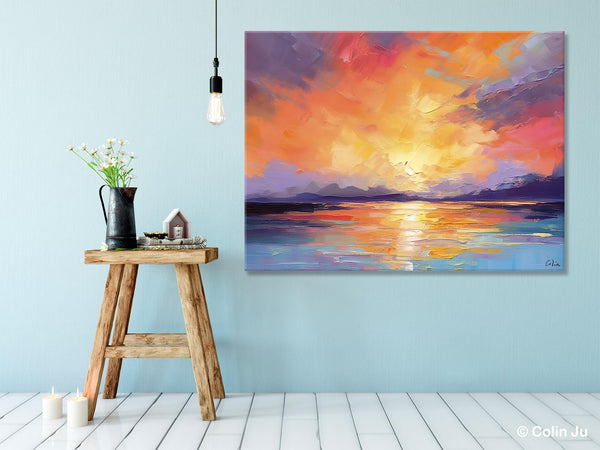 Modern Acrylic Artwork, Original Landscape Wall Art Paintings, Oversized Modern Canvas Paintings, Large Abstract Painting for Dining Room-Art Painting Canvas