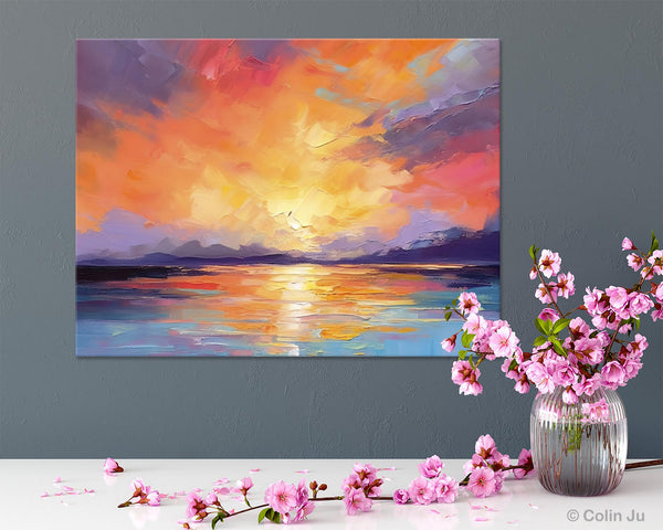 Modern Acrylic Artwork, Original Landscape Wall Art Paintings, Oversized Modern Canvas Paintings, Large Abstract Painting for Dining Room-Art Painting Canvas