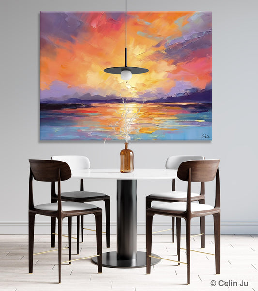 Modern Acrylic Artwork, Original Landscape Wall Art Paintings, Oversized Modern Canvas Paintings, Large Abstract Painting for Dining Room-Art Painting Canvas