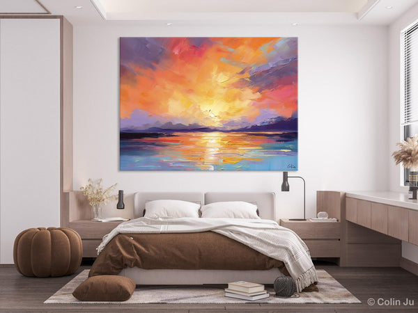 Modern Acrylic Artwork, Original Landscape Wall Art Paintings, Oversized Modern Canvas Paintings, Large Abstract Painting for Dining Room-Art Painting Canvas