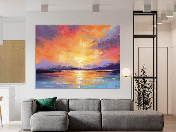 Modern Acrylic Artwork, Original Landscape Wall Art Paintings, Oversized Modern Canvas Paintings, Large Abstract Painting for Dining Room-Art Painting Canvas