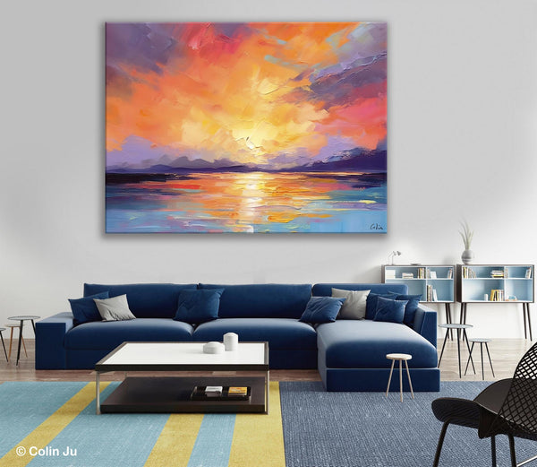 Modern Acrylic Artwork, Original Landscape Wall Art Paintings, Oversized Modern Canvas Paintings, Large Abstract Painting for Dining Room-Art Painting Canvas
