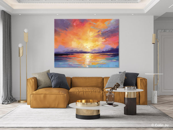 Modern Acrylic Artwork, Original Landscape Wall Art Paintings, Oversized Modern Canvas Paintings, Large Abstract Painting for Dining Room-Art Painting Canvas