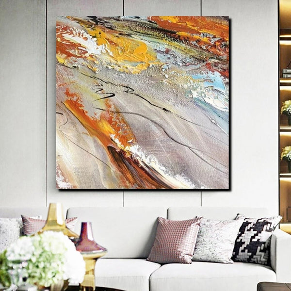 Living Room Modern Paintings, Simple Abstract Paintings, Abstract Contemporary Paintings, Heavy Texture Painting, Hand Painted Canvas Art-Art Painting Canvas