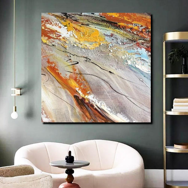 Living Room Modern Paintings, Simple Abstract Paintings, Abstract Contemporary Paintings, Heavy Texture Painting, Hand Painted Canvas Art-Art Painting Canvas