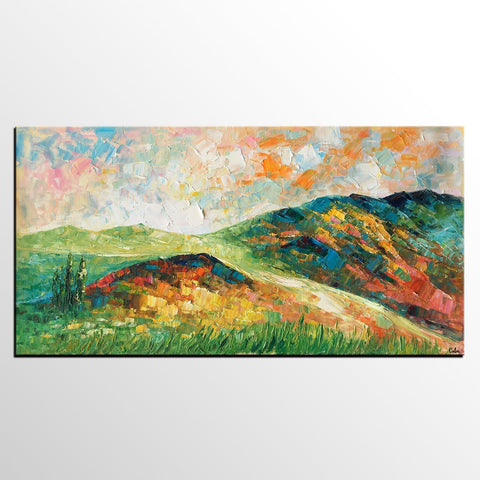 Mountain Landscape Painting, Landscape Painting, Custom Abstract Oil Painting, Bedroom Wall Art-Art Painting Canvas