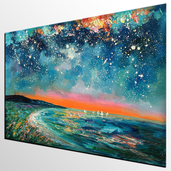 Canvas Wall Art, Starry Night Sky Painting, Landscape Art, Original Painting, Custom Art Painting-Art Painting Canvas
