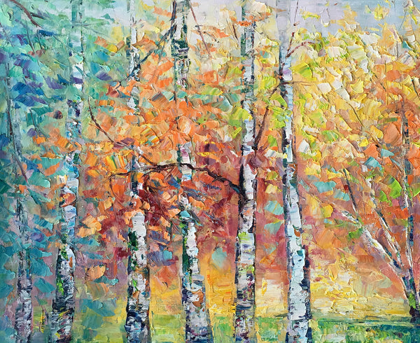 Landscape Canvas Painting, Autumn Tree Paintings, Abstract Landscape Paintings, Custom Original Canvas Painting-Art Painting Canvas