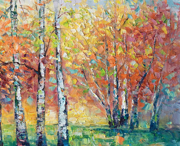 Landscape Canvas Painting, Autumn Tree Paintings, Abstract Landscape Paintings, Custom Original Canvas Painting-Art Painting Canvas