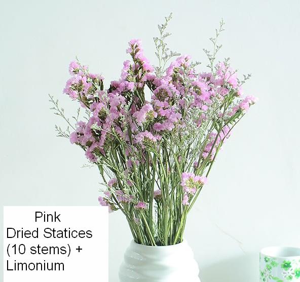 A Bunch Dried Statices Flowers with Limoniums, Dried Flowers, Flower Bunches, Dried Floral-Art Painting Canvas