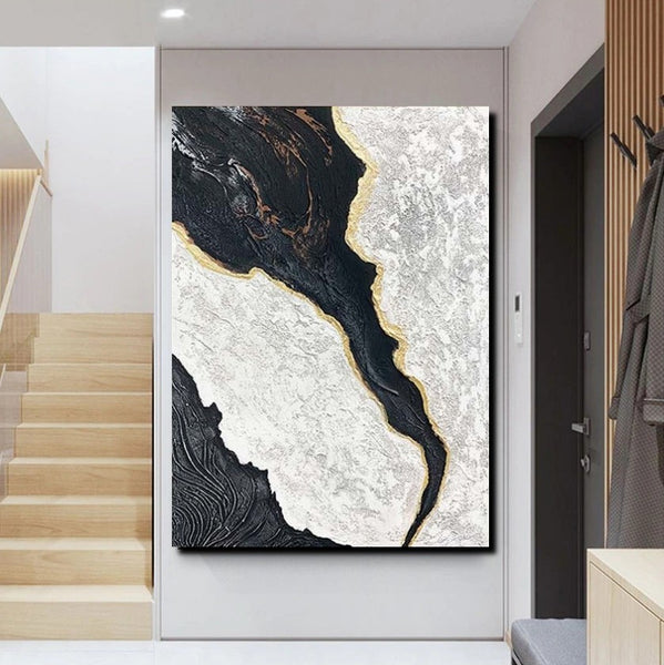 Black Modern Painting, Living Room Wall Art Ideas, Acrylic Canvas Paintings, Simple Wall Art Ideas, Contemporary Painting-Art Painting Canvas