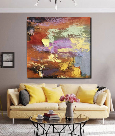 Simple Abstract Paintings, Modern Contemporary Wall Art Ideas, Living Room Acrylic Paintings, Heavy Texture Painting, Hand Painted Canvas Art-Art Painting Canvas